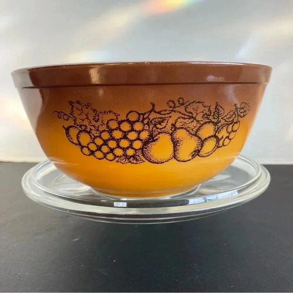 Vintage Pyrex 2 1/2 QT. Old Orchard Mixing Bowl #403 With Glass Lid - Picture 10 of 16